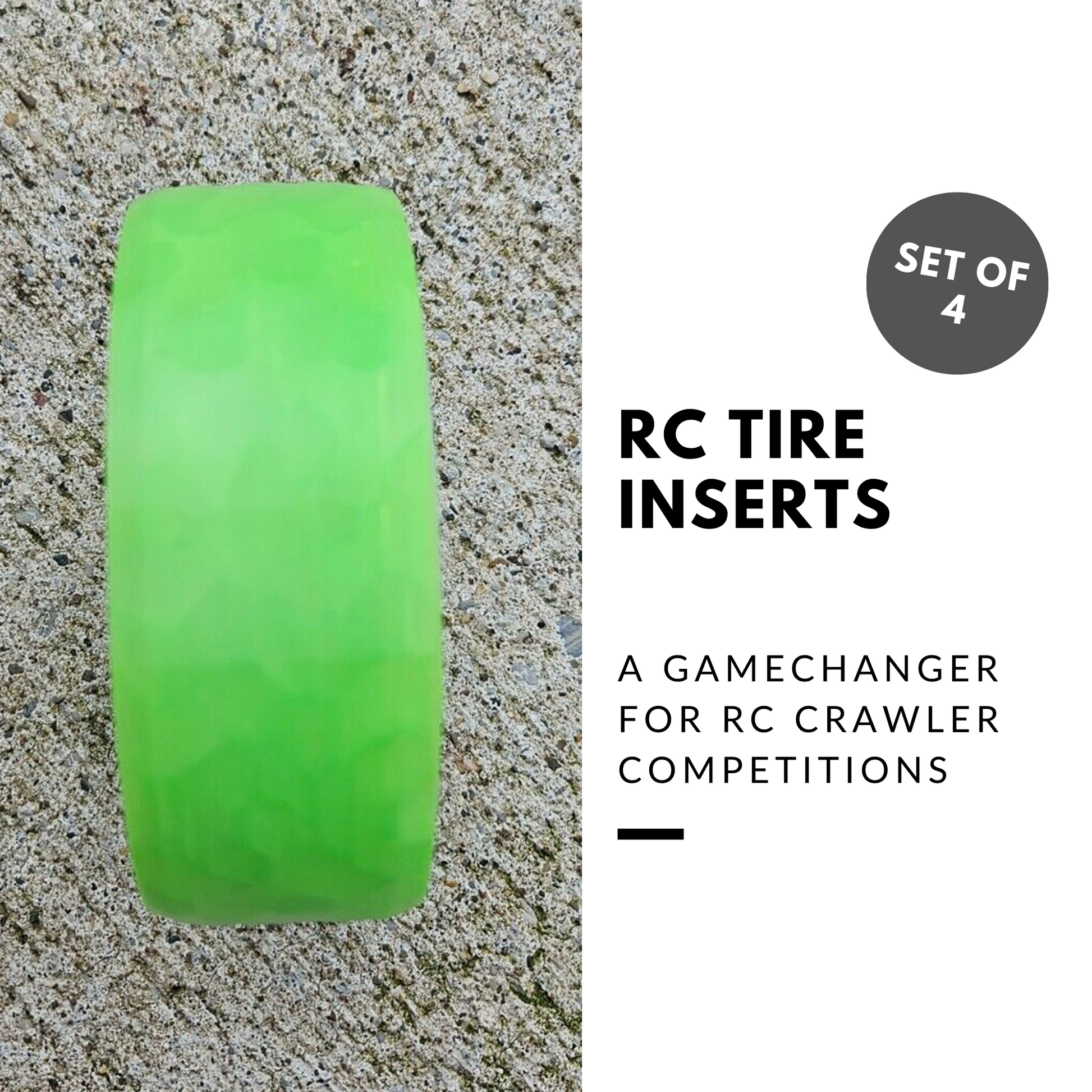 A 1.9 x 4.75 Dual Stage 3D Printed Tire Foam Insert for RC Crawlers, side view