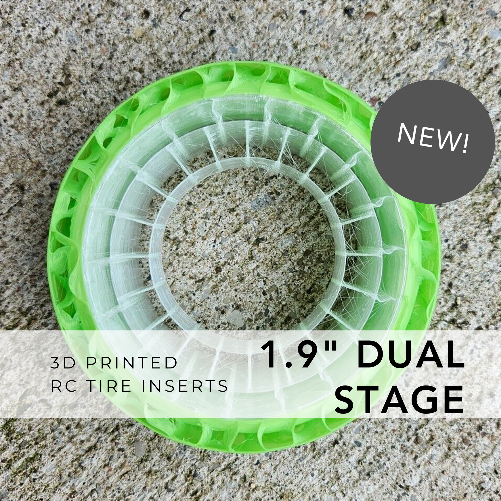 Dual stage 3d printed tire foams for rc crawlers. A more firm center and an extra soft exterior!