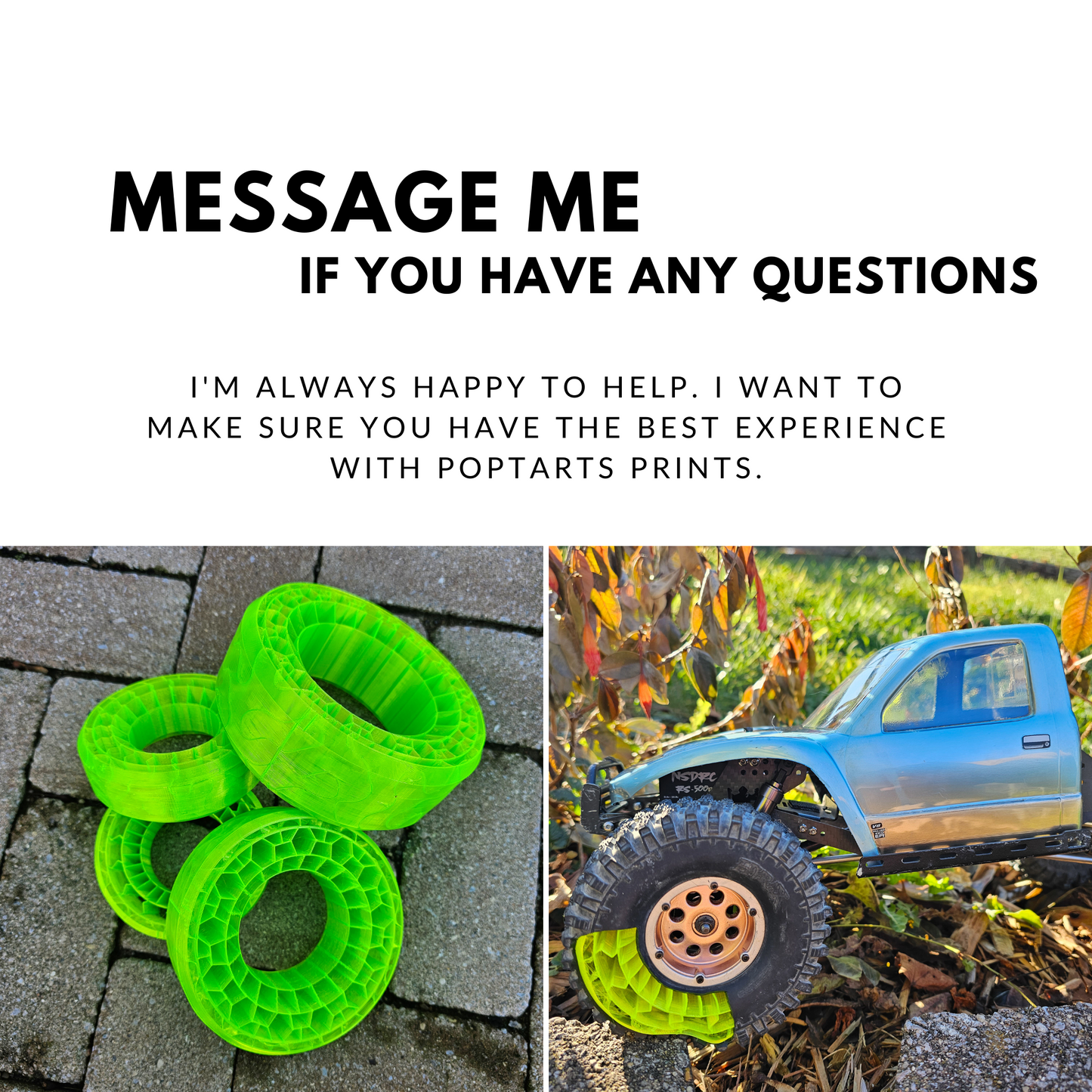 An invitation to message us if you have any questions while picking out your tire foam inserts. 